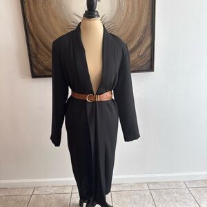Chic Black Women's Blazer with Tan Belt